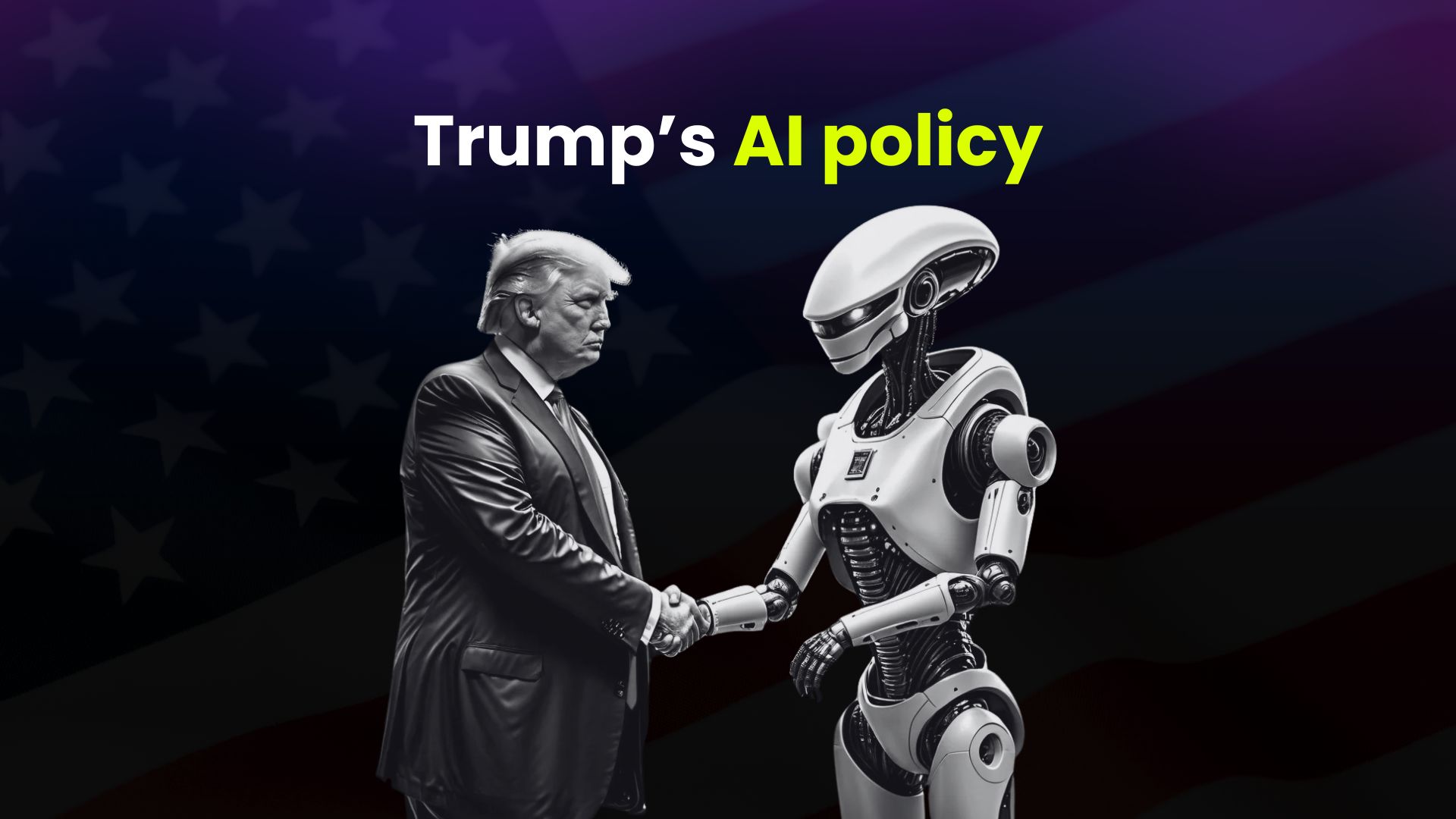 Donald Trump and a robot handshake