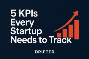 Illustration of startup KPIs to track, showing a rising bar graph and growth metrics