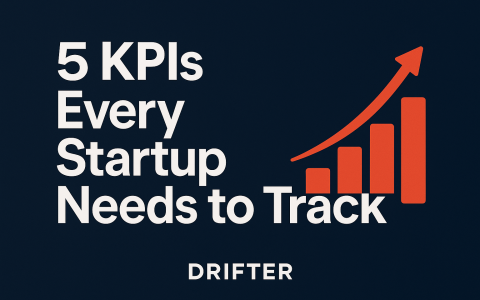 Illustration of startup KPIs to track, showing a rising bar graph and growth metrics
