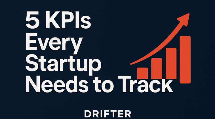 Illustration of startup KPIs to track, showing a rising bar graph and growth metrics